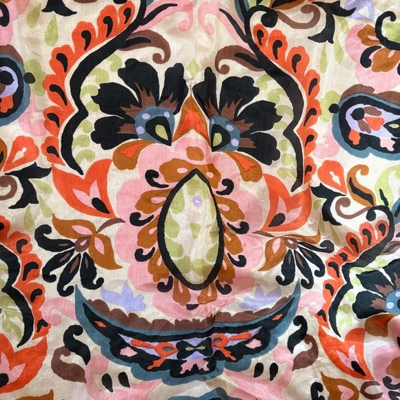 Exotic Floral Silk scarf wrap sarong extra large 56” x 59” vintage textile art - Picture 2 of 15